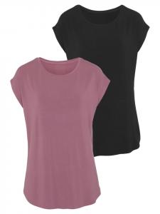 Длинная рубашка ягодного, черного цвета LASCANA