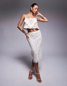 Юбка миди AFRM с высокой талией и кремовым цветочным принтом