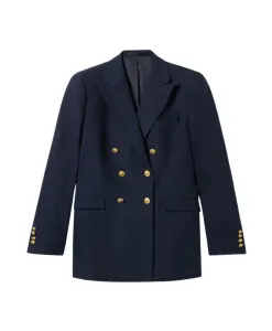 Двубортный пиджак из шерсти хопсак Brooks Brothers, синий