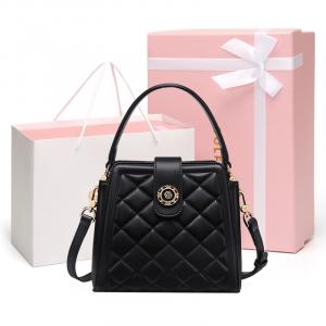 Сумка через плечо из искусственной кожи и спилка, женская черная GOLF, элегантный черный (подарочный набор)