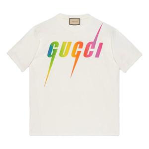 Футболка GUCCI print cotton T-shirt 'off white', белый