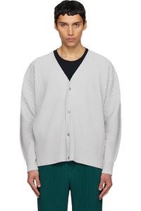 Homme Plissé Issey Miyake Кардиган с плиссировкой серого цвета