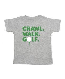 Футболка с коротким рукавом для мальчиков "Crawl, Walk, Golf" - малыши, маленькие дети Sweet Wink, серый