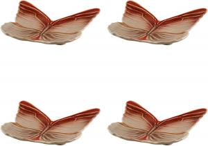 Набор тарелок десертных Bordallo Pinheiro Cloudy Butterflies, 4 предмета, 31,1х25,4 см, бежевый