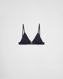 Топ-бралетт бикини из трикотажа в рубчик Prada, темно-синий