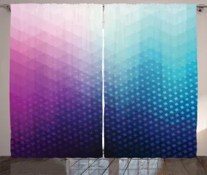 Шторы ABAKUHAUS в стиле Абстрактный рустик, геометрический фрактальный треугольник, универсальные ленточные шторы для гостиной с петлями и крючками, 280 x 245 см, розово-голубой Abakuhaus