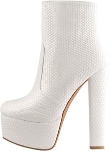 Женские ботильоны на платформе Gogo с высокой толстой подошвой, боковой молнией, круглым носком, удобные, для вечеринок, повседневные ботинки Onlymakerheels, White