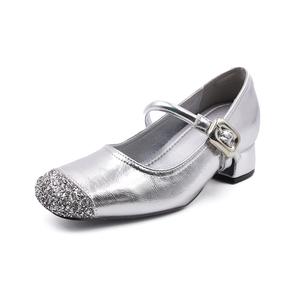 Туфли Мэри Джейн на массивном каблуке для женщин Varib, Silver