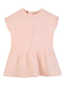 Платье с вышитым логотипом Chloé Kids, розовый