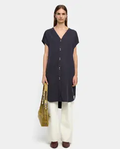 Платье-рубашка миди из 100% лиоцелла, однотонное Parfois, темно-серый