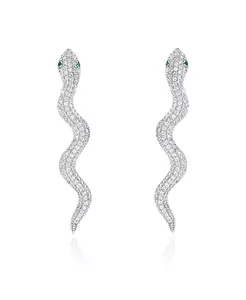 Серьги-Капли в форме дикой змеи из стерлингового серебра с кубическим цирконием Suzy Levian New York, white