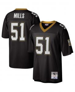 Мужская футболка sam mills black new orleans saints 1987 legacy replica jersey Mitchell & Ness, черный