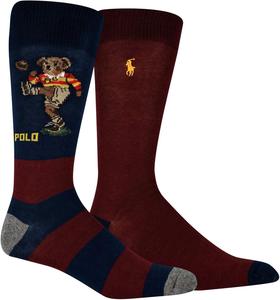 Polo Ralph Lauren мужские носки с медведем и мартини, 2 пары, Navy/Burgundy/Rugby Kicker