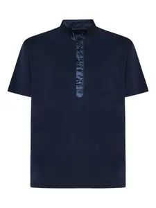 Футболка с воротником-стойкой и планкой на пуговицах Low Brand, синий