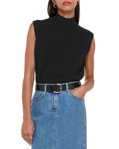 Вязаная майка с воротником-воронкой Whistles, цвет Black