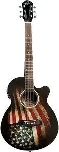Акустическая электрогитара Oscar Schmidt OG10CEFLAG-A-O с вырезом. Отделка в виде флага США