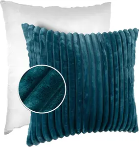 Декоративная подушка LILLI BIG CORD велюр с застежкой-молнией 50x50 см Однотонная UNI бирюзовая Подушка для дивана, простая в уходе