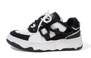 Кеды, скейтборд обувь женская низкая черный/белый Feiyue