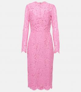 Платье миди из цветочного кружева Dolce&Gabbana, розовый