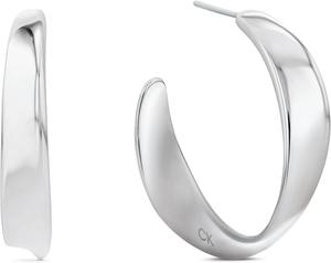 Коллекция женских украшений Calvin Klein Ethereal Metals - серьги-кольца из нержавеющей стали с застежкой-гвоздиком - модный аксессуар - подарок для нее, Silver