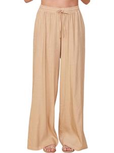 Льняные брюки широкого кроя цвета круассан Monrow, цвет croissant