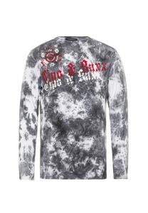 Рубашка с длинными рукавами и крупным фирменным принтом спереди CIPO & BAXX, серый