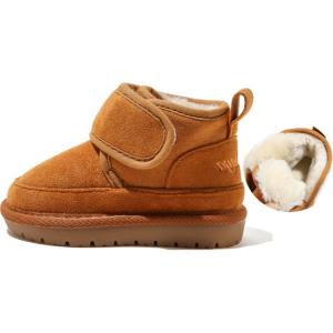 Babaya Противоскользящие и износостойкие теплые детские ботинки коричневого цвета