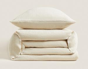 Покрывало из льна Zara Home Washed Linen 400 г/м², кремовый