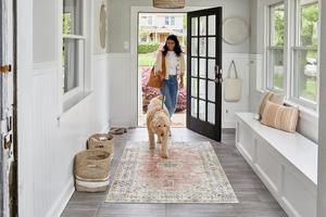 Ковер nuLOOM, 61 x 92 см, SpinClean машинной стирки, устойчивый к пятнам, с противоскользящей основой, низкопрофильный для гостиной, спальни и столовой, Ren Peach