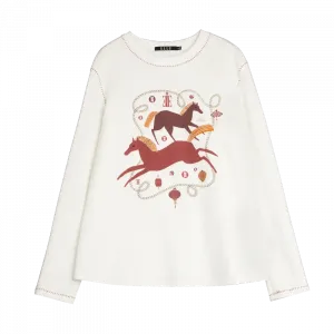 ELLE Футболка Women's White Crew Neck Moderate Straight Fit