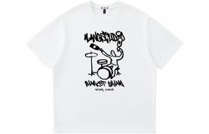 Свободная повседневная футболка с круглым вырезом и короткими рукавами Unisex ALang Studio, 2 шт (Черный+Абрикос)