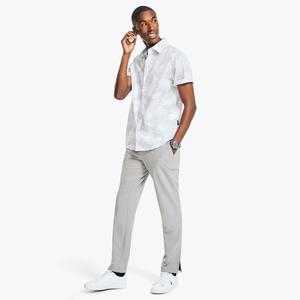 Мужская рубашка Nautica с короткими рукавами и принтом Navtech Trim Fit, цвет Sharkfin Grey 17-3914 Tcx