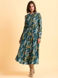 Платье-миди фасона а-симметрия с ярким принтом в виде листьев Brakeburn