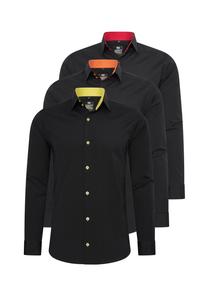 Рубашка (3 шт) с длинными рукавами, приталенного кроя RUSTY NEAL, черный