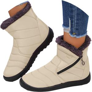 ЖЖенские зимние 𝐬апоги с 𝐦еховой подкладкой до середины голени, короткие ботильоны на молнии, модные повседневные платформенные кроссовки на щиколотку, удобные 𝐯одонепроницаемые теплые ортопедические обувь для прогулок на улице JYSwoshoe, Ab-White