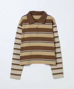 Поло в полоску разных расцветок, с длинными рукавами Jeanasis, цвет Other Brown(55)