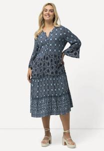 Повседневное платье TIERED MIXED PATTERN 3/4 SLEEVE Ulla Popken, темно-синий