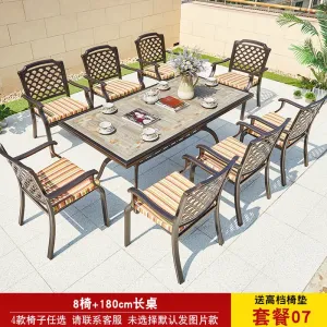 Комплект садовой мебели Green Water: 8 стульев, стол из серой плитки, прямоугольный, 180 см, (№07)