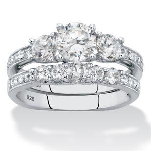Комплект из двух обручальных колец из серебра 925 пробы 2.09 TCW CZ Palm Beach Jewelry, белый