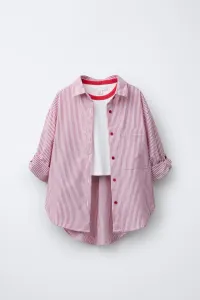 Набор футболок в полоску с контрастным ребристым воротником Zara, красный