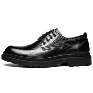 Повседневные кожаные туфли мужские низкие черные CHINT, черные T80262