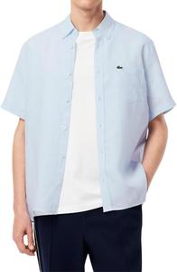 Lacoste мужская повседневная рубашка на пуговицах из льна Regular Fit, Rill Blue