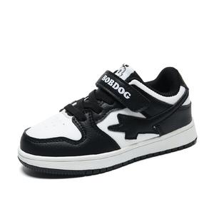 Нескользящие, противоударные, износостойкие, водонепроницаемые и дышащие, низкие детские кроссовки для повседневной жизни BOBDOG, черный/белый
