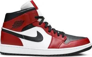 Кроссовки Air Jordan 1 Mid Chicago Black Toe, красный
