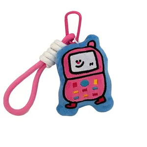 Оригинальный подвесной кукольный брелок с котенком и щенком таксой в виде яблока, 7 см Dolls and bears dance, Creative Flap Machine Doll-Keychain