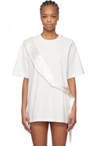 Белая атласная футболка с вышивкой стразами Blumarine