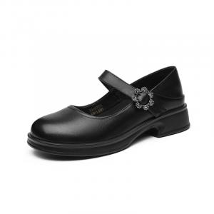 Туфли Мэри Джейн на массивном каблуке для женщин AOKANG, Black