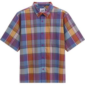 Рубашки унисекс с отворотом, умеренной длины GAP, желтый plaid