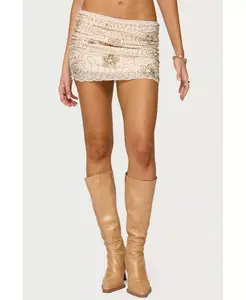 Женская мини-юбка Astrid с бисером Edikted, коричневый/бежевый