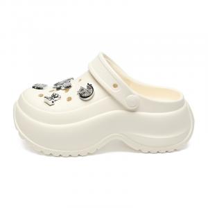 ZHR Кремовые пантолеты-клоги женские утепленные черные с цветами для обуви в подарок, цвет Black Insulated Shoes with Free Shoe Flowers